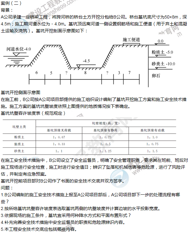 2013年一級建造師市政工程試題及答案(案例二)