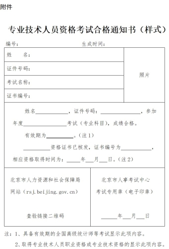 專業(yè)技術(shù)人員資格考試合同通知書（樣式）