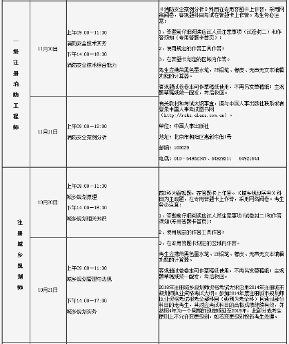 2018年一級注冊消防工程師考試時間及科目