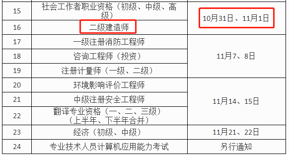 河南2020年二級(jí)建造師考試時(shí)間