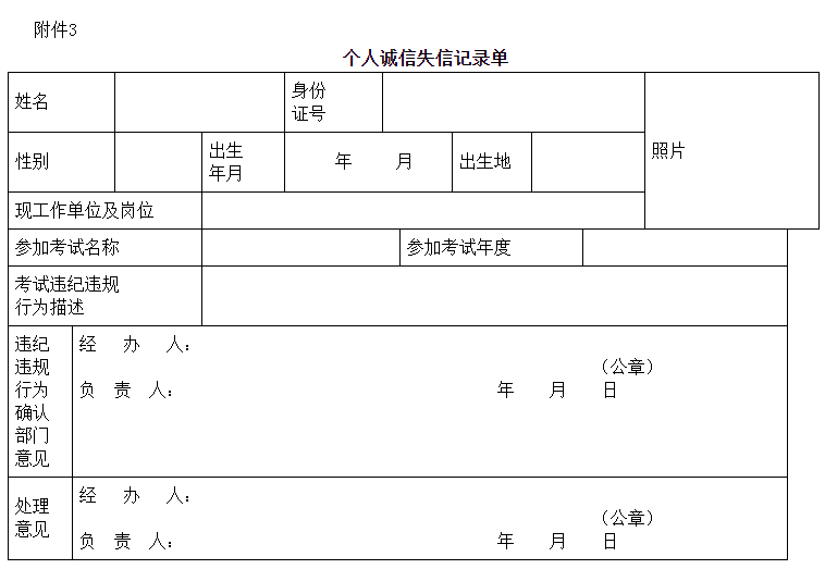 湖南個(gè)人誠信失信記錄單